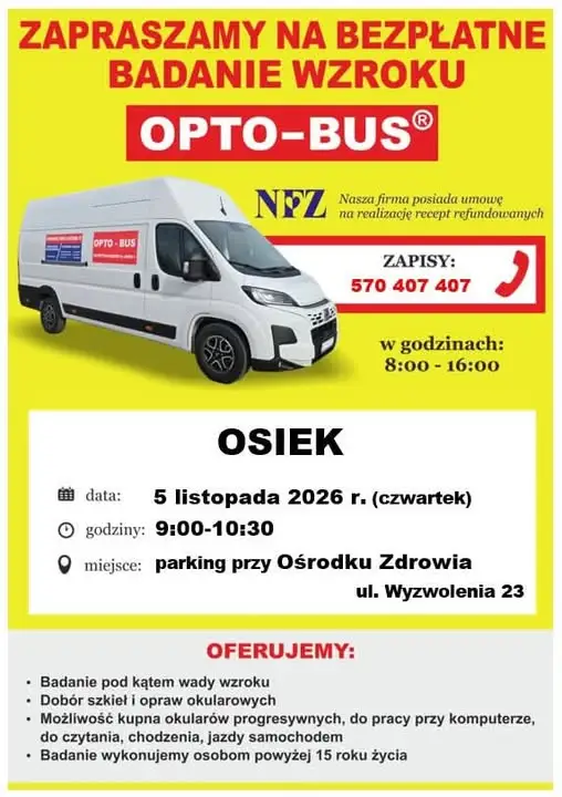 Bezpłatne badanie wzroku w Osieku – 5 listopada 2026