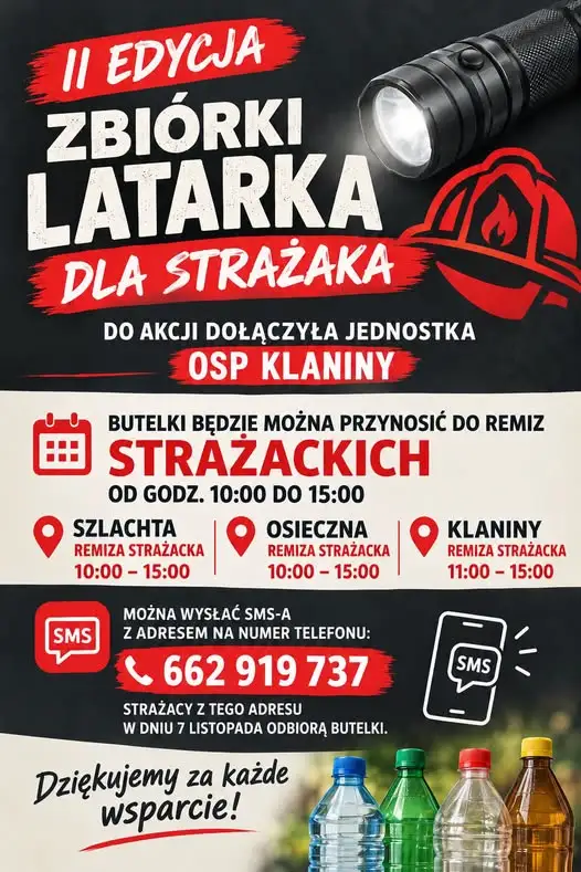 „Latarka dla strażaka” wraca. Zbiórka butelek w gminie Osieczna już 7 listopada