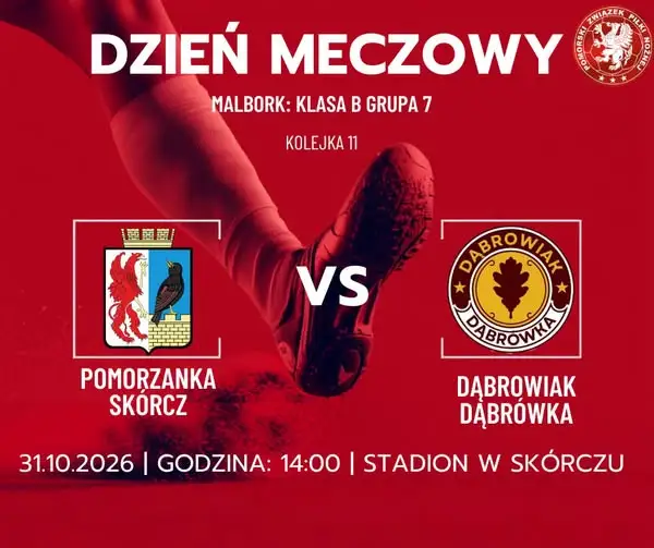 Pomorzanka Skórcz podejmie Dąbrowiaka Dąbrówka w sobotnim meczu ligowym