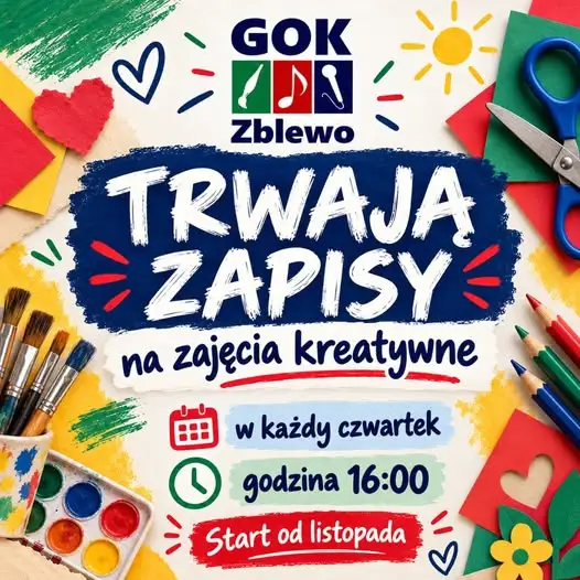 GOK Zblewo zaprasza na zajęcia kreatywne – zapisy trwają