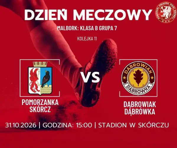 Pomorzanka Skórcz podejmie Dąbrowiaka Dąbrówka w sobotnim meczu ligowym